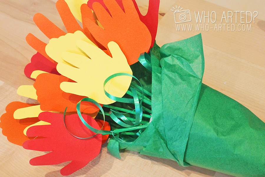 Hand foot print bouquet spring crafts for kids