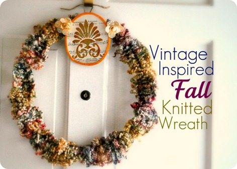 vintage inspired fall knitted wreath