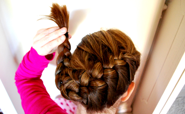 step 3 of the swirled french braid