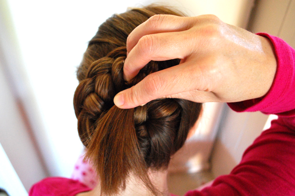 step 4 of the swirled french braid