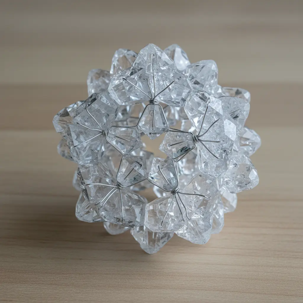 Two geometric star shapes, one smaller inside a larger one, both coated in dense borax crystals.