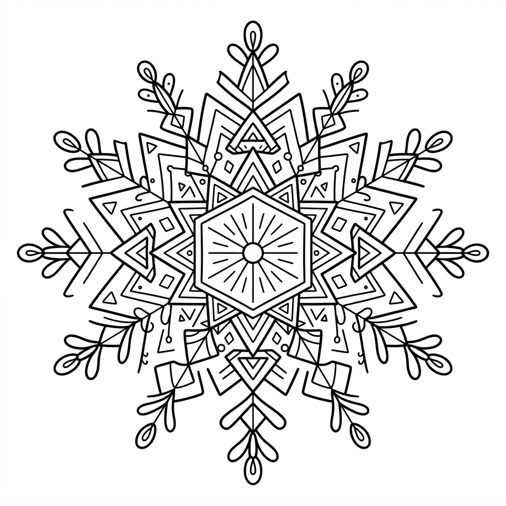 An intricate snowflake ornament design with a detailed, symmetrical Nordic pattern.