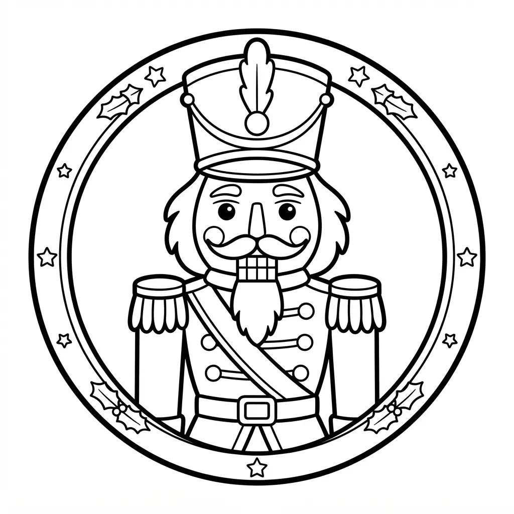 A vintage-style nutcracker soldier ornament with clear, bold outlines and classic details.