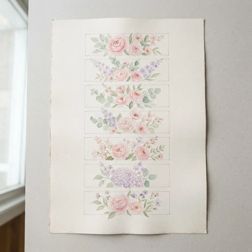 A decorative planner poster with soft watercolor flowers next to each handwritten day of the week.