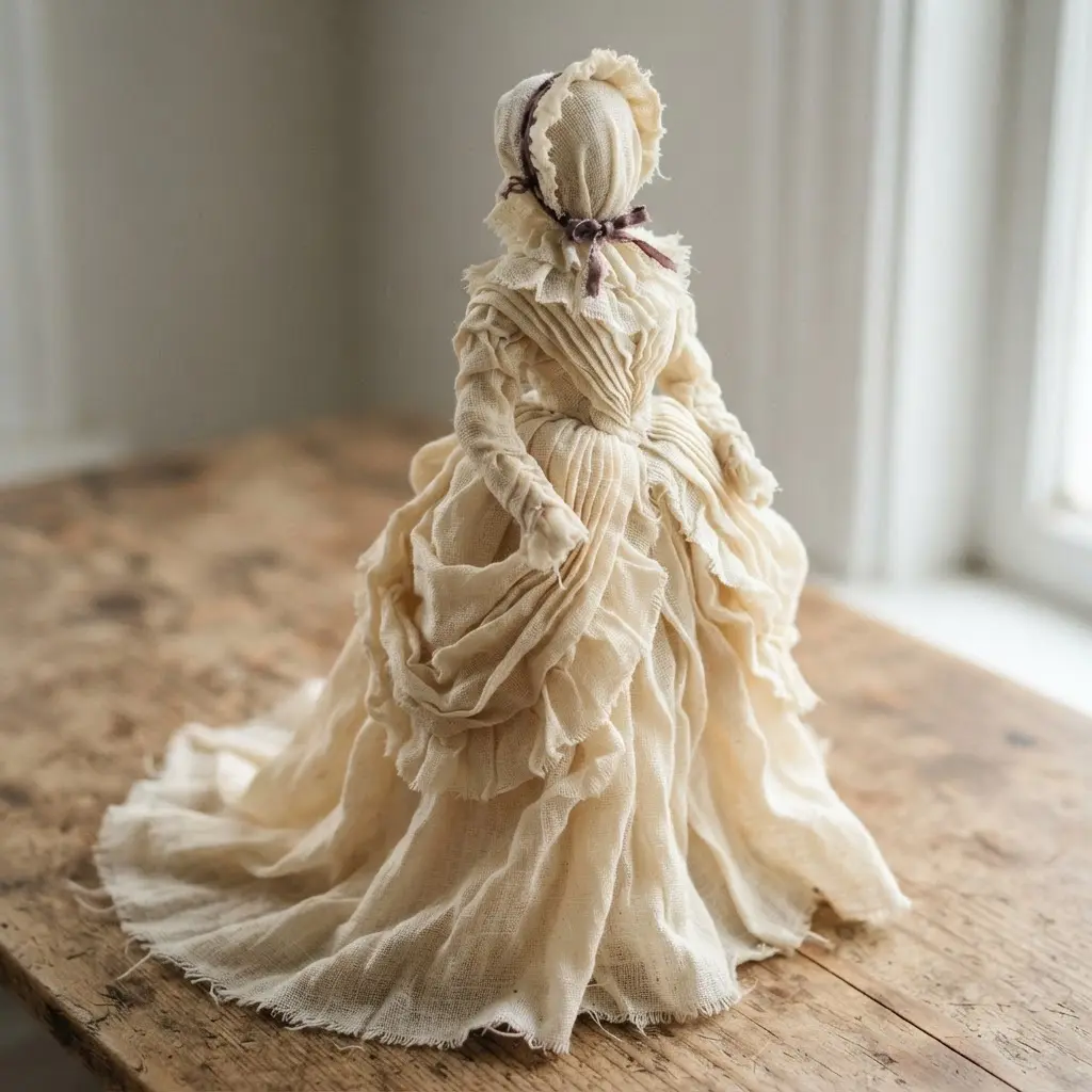 Cheesecloth arranged in a long, elegant drape over an antique chair for a Victorian ghost effect.