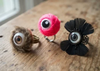 Diy Hairy Halloween Eyeball Rings