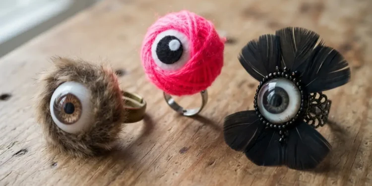 Diy Hairy Halloween Eyeball Rings