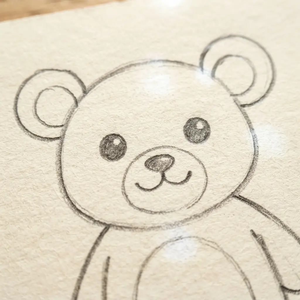 Basic circular shapes drawn as ears on the side of the cartoon character's head.
