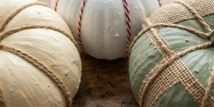 Easy Fall Twine Striped Pumpkins