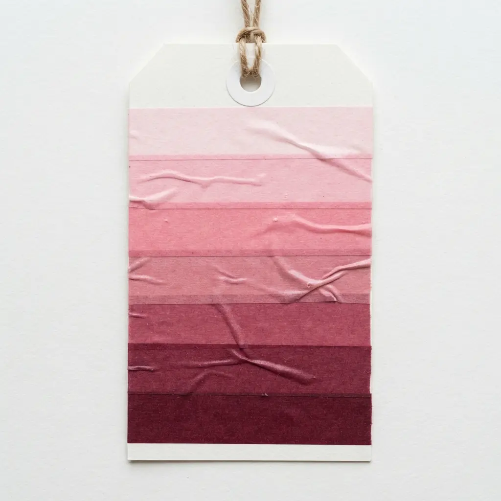 A gradient effect gift tag made with horizontal stripes of washi tape in gradually shifting colors.