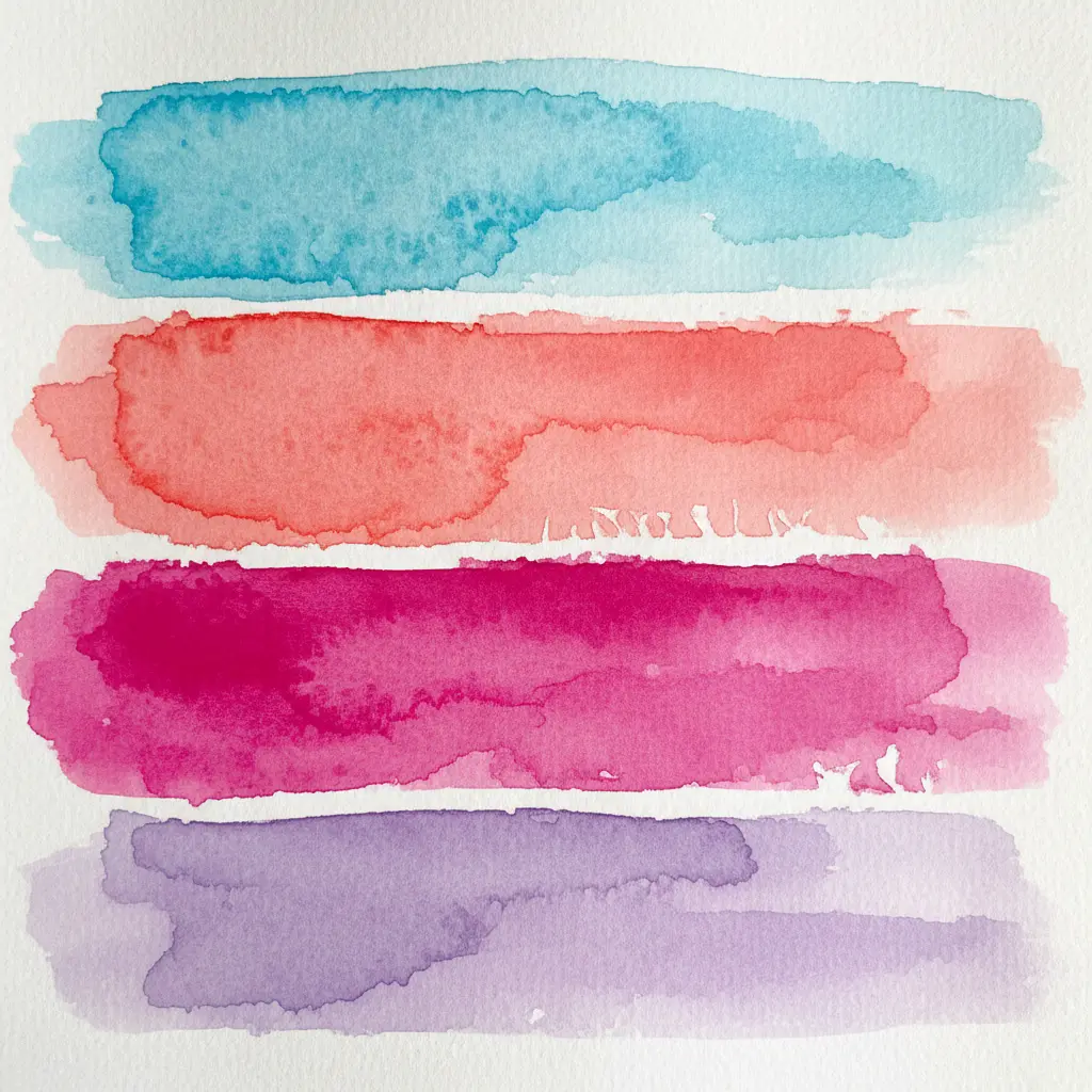 A banner made of paper where tape was removed to reveal white words amid bright watercolor splashes.
