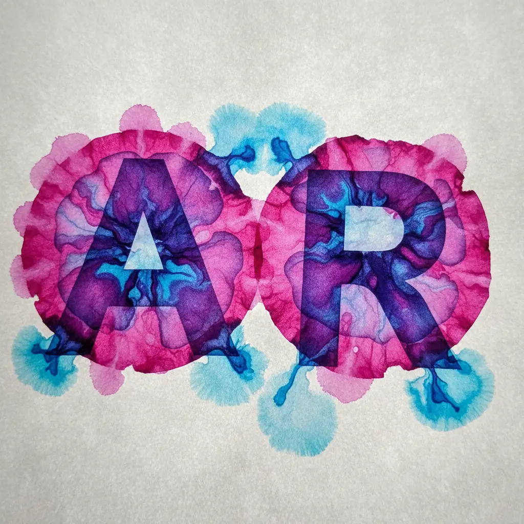 Two round coffee filters dyed with pink, purple, and blue circular patterns, cut into the shapes of letters T and O, laying on a white paper towel to dry.