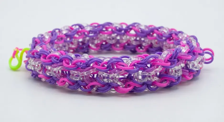 A dense, thick bracelet featuring a complex hexagonal weaving pattern.