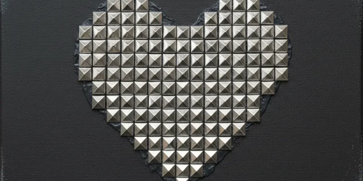 Studded Heart Canvas Art Ideas