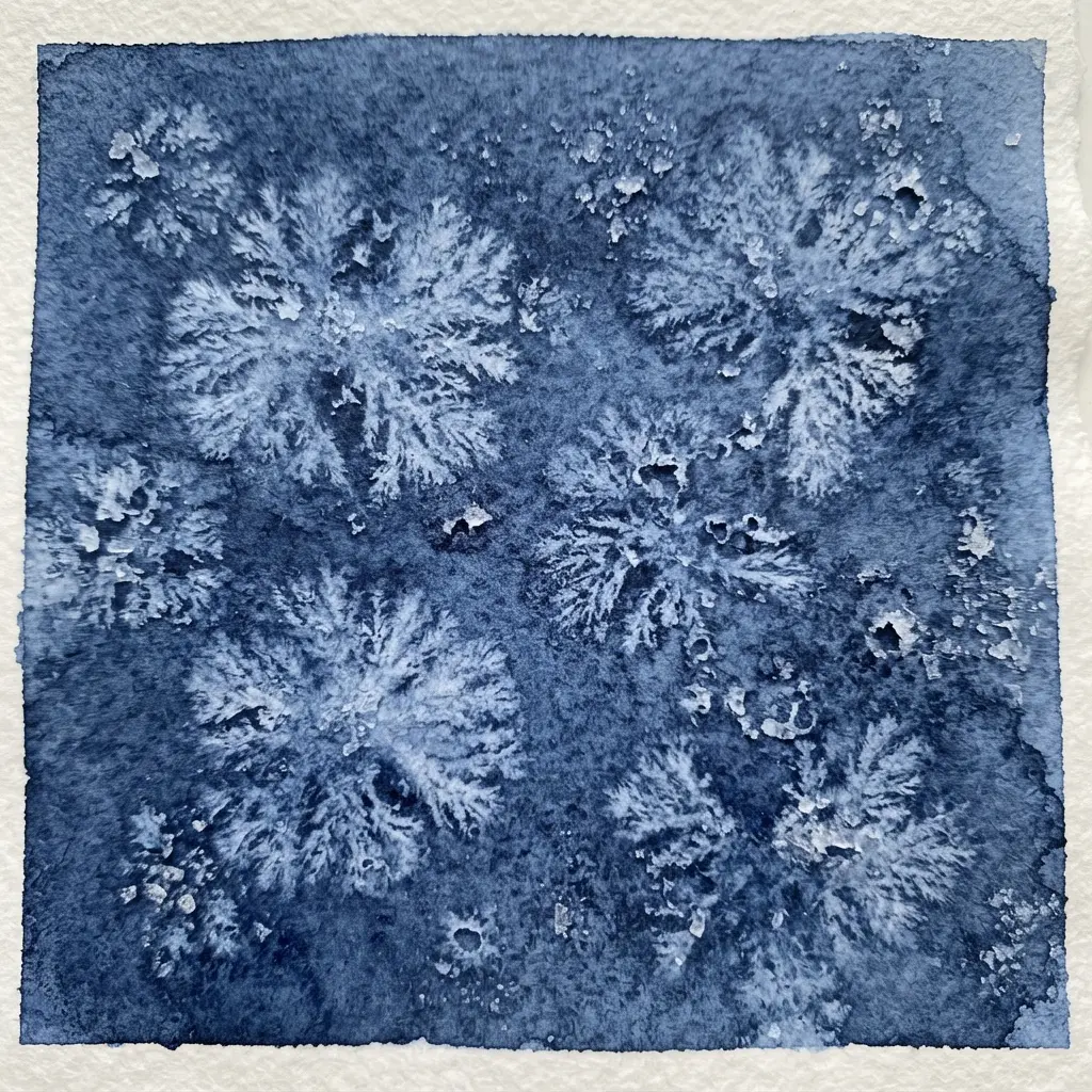 A fun watercolor texture made by sprinkling salt on wet paint.