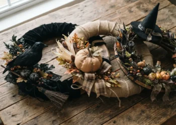 Wine Barrel Halloween Wreath Ideas